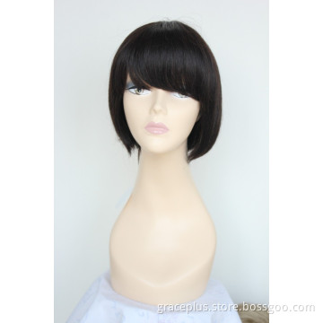 Cheape virgin brazilian human hair short bob wigs with hand-knotted silk base for black women